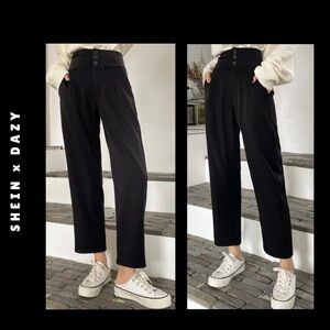 🆕 dazy • high waist black trousers with three front buttons